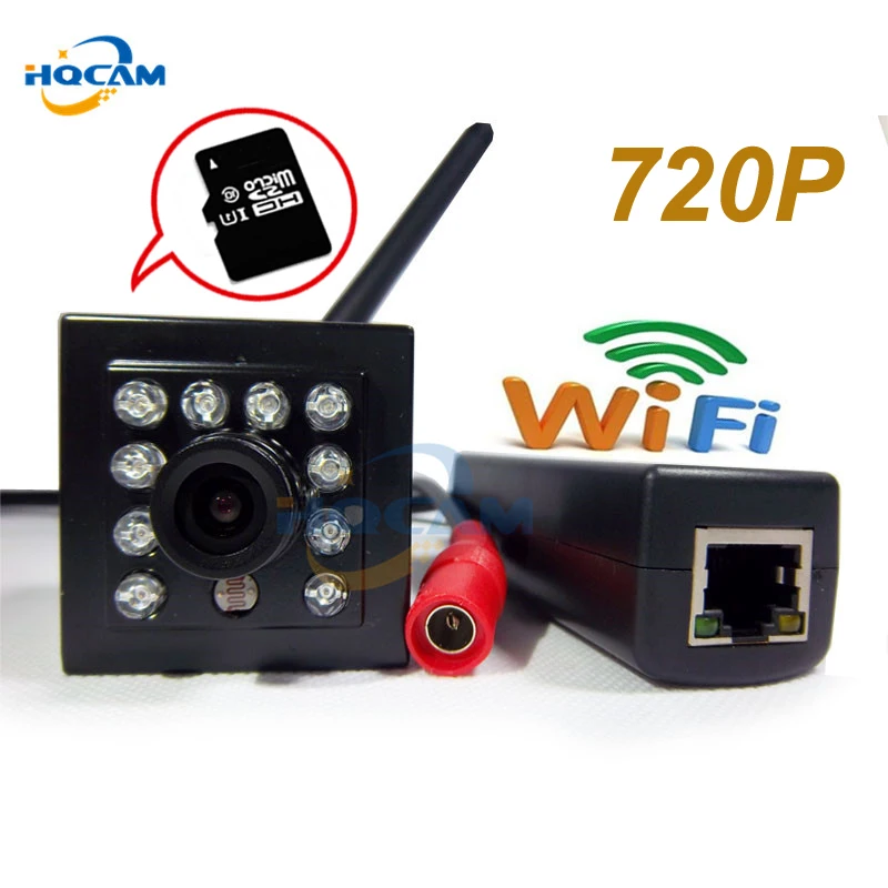 Hqcam 720 P IP Камера Беспроводной Wi-Fi видеонаблюдения Камера HD Крытый ИК Ночное видение Поддержка SD карты Micro TF карты видеонаблюдения пришли