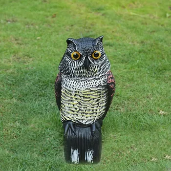 

Whispering Owl Grey Owl Garden Yard Decor Decoy Rotating Head Weed Pest Control Crow Scarecrow Protection Repellent Bird Pest