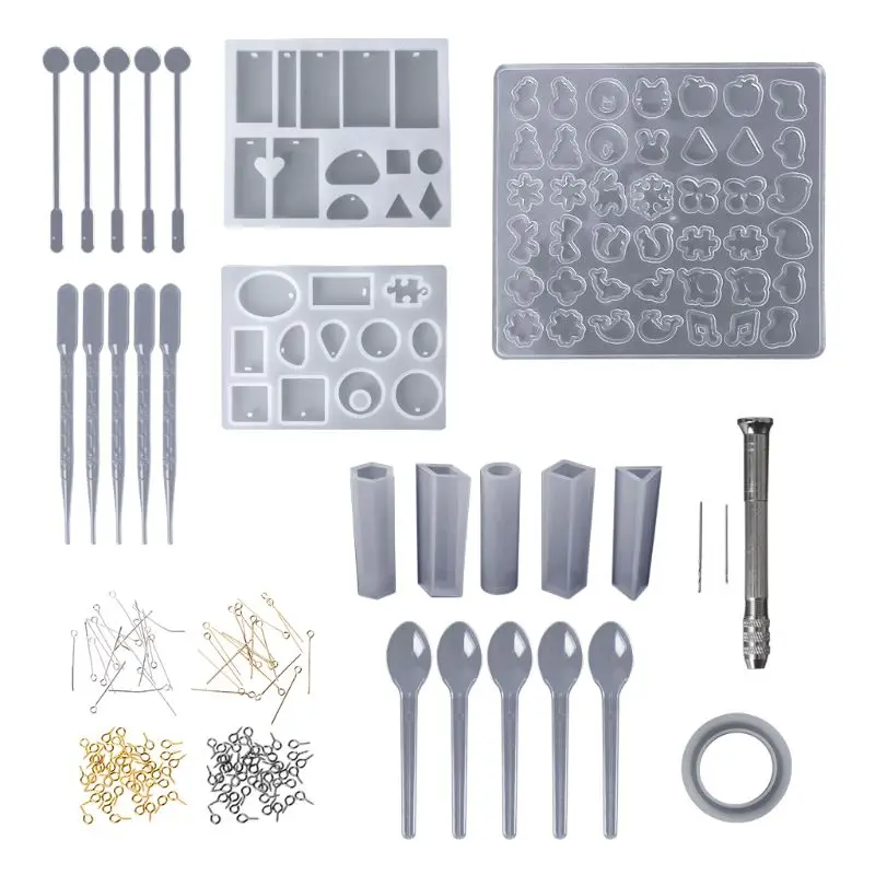 

1 Set Epoxy Resin Kit DIY Jewelry Making Tools Silicone Mold Clasp Pins Necklace Pendant Handmade Findings Drill