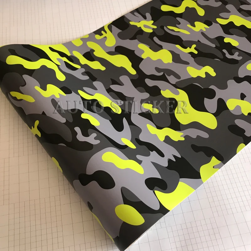 Yellow Black gray camo car vinyl wraps 5