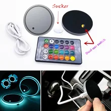 2 светодио дный шт. RGB LED Remote USB салона подстаканник Нижняя панель Атмосфера свет