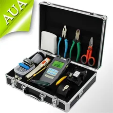 Fiber Optic FTTH Tool Kit with AUA-30 Fiber Cleaver and Optical Power Meter 10Mw metal Visual Fault Locator +  Kevlar Scissors