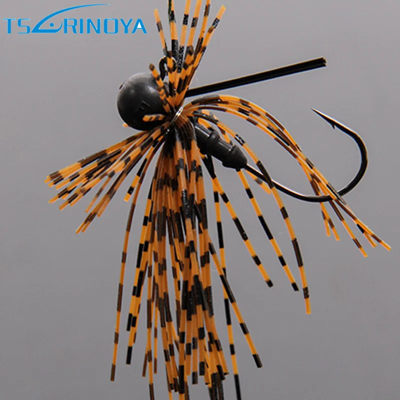  TSURINOYA 2Pcs Round Jig Head Hook With Skirt Tungsten Weedless Rubber Jig Hook 5g Weight Swimming 