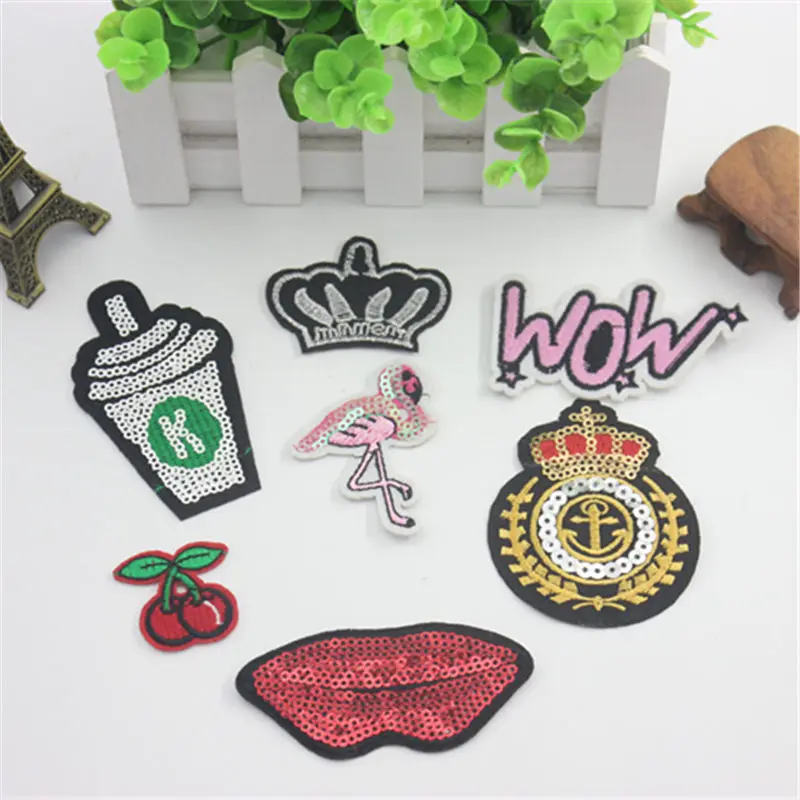 7PCs patch clothes iron stickers embroidery stickers DIY labels