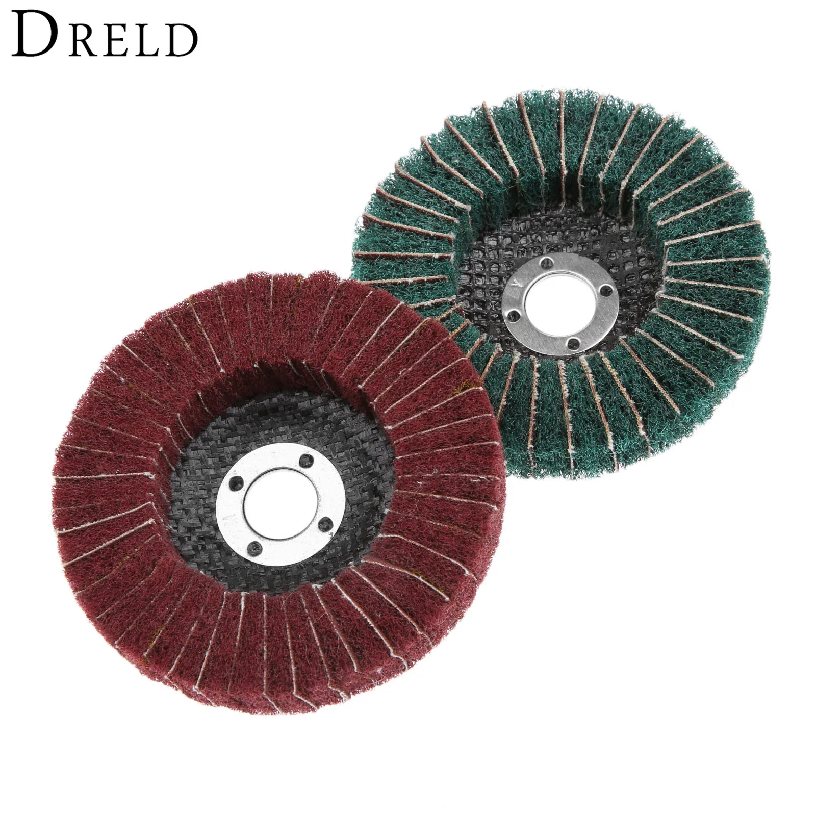 

DRELD 2Pcs Dremel Accessories 100mm 4" Nylon Fiber Flap Polishing Grinding Wheel Disc for Angle Grinder Polishing Tools