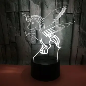 

Cute Unicorn 3D Illusion Night Light 7 Color Changing Usb Desk Lamp Bedroom Office LED 3D Table Lamp Child Christmas Gifts