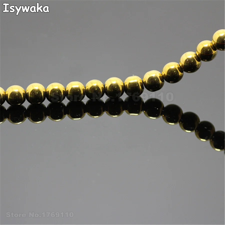 

Isywaka Shining Golden Color 80pcs 8mm Round Smooth Glass Beads Loose Spacer Bead for DIY Jewelry Making Austria Crystal Beads