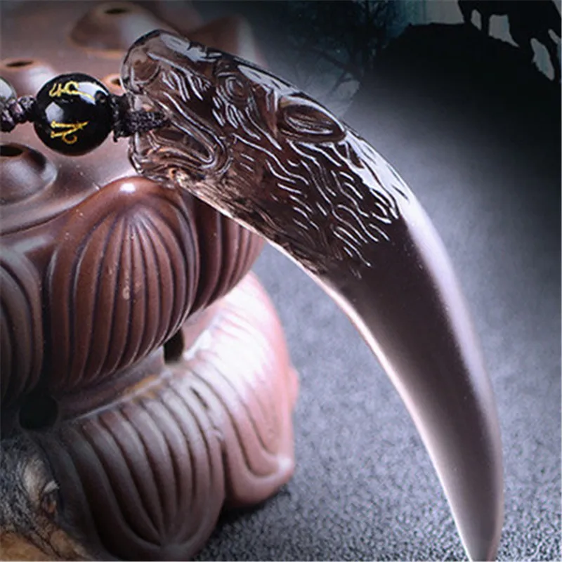 

Natural Black Ice Obsidian Wolf Necklace Pendant Brave man Amulet Lucky Gift Energy Stone Healing Fine Fishion Jewelry
