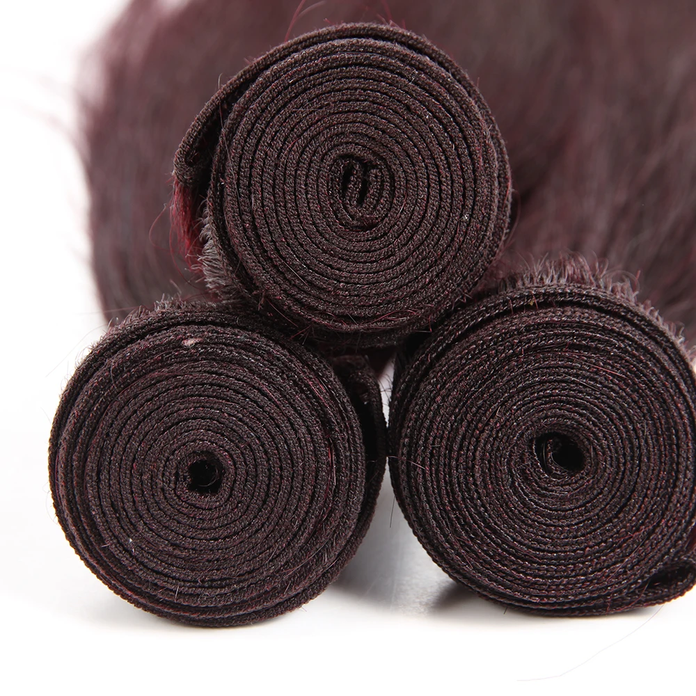 99J/Burgundy Red Colored Human Hair Weave Bundles With Lace Closure 4x4 Brazilian Straight Non Remy Hair Weft Extensions X-TRESS 99J/Burgundy Red Colored Human Hair Weave Bundles With Lace Closure 4x4 Brazilian Straight Non Remy Hair Weft Extensions X-TRESS