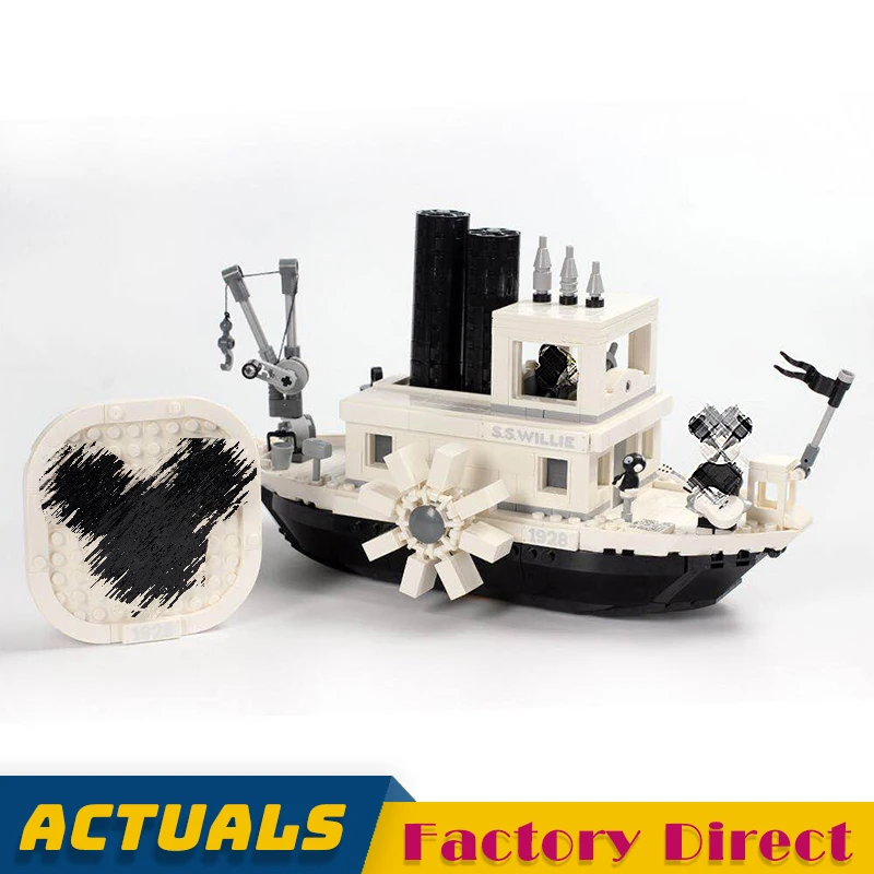 

IN STOCK Steamboat Willie Building Blocks Movie Compatible 21317 Mickeyed Mouse Toys Cartoon Figures Collectible Bricks