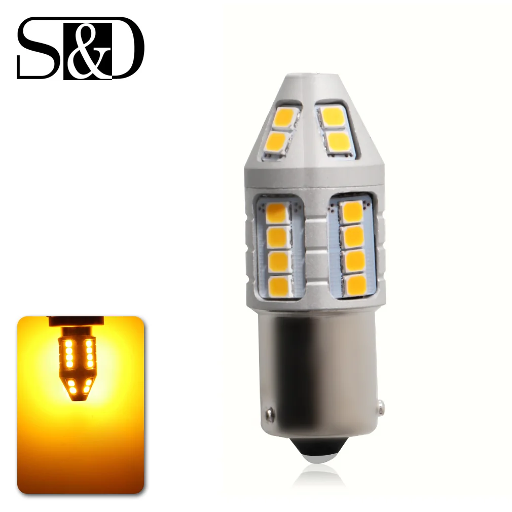 PY21W светодиодный Bau15s лампы 1156 7507 лампа 30SMD 2835 чипы автомобильные огни авто DRL 12V 24V