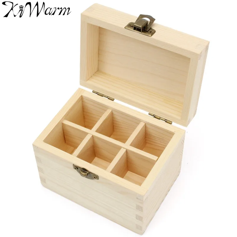 

KiWarm 6 Slots 5~10ml Wood Box Essential Oils Wooden Box Aromatherapy Storage Case Decorative Boxes For Home Decoration Crafts