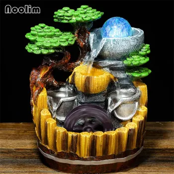 

Desktop Indoor Waterfountain Fengshui Wheel Simulation Green Plant Home Office Decoration Waterfall Fengshui Ornaments