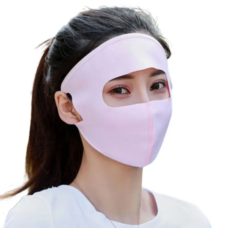 Унисекс летняя ледяная шелковая тонкая Солнцезащитная маска для лица с защитой от ультрафиолета дышащая одноцветная моющаяся респиратор