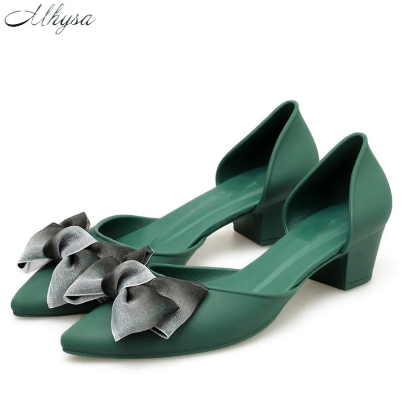 Mhysa летние с прелестным узлом-бабочкой туфли обувь на высоком каблуке новые острый носок Модные женские туфли-лодочки пикантные Женские модельные туфли T37