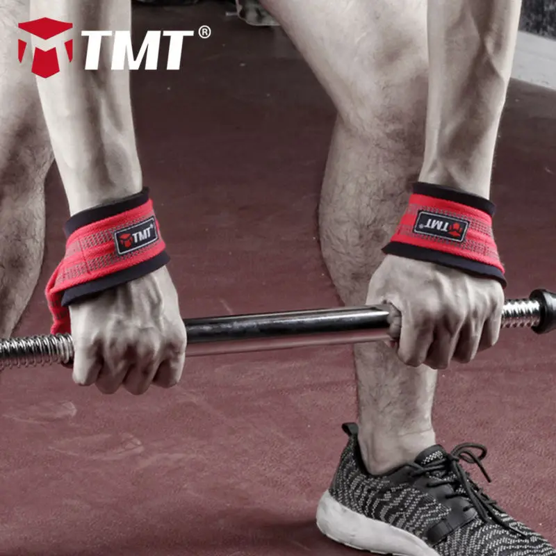 

TMT Adjustable Silicone Anti-skid Fitness Dumbbell Training cotton Weight Lifting Straps Wrist Support Strap Brace Power Lifting