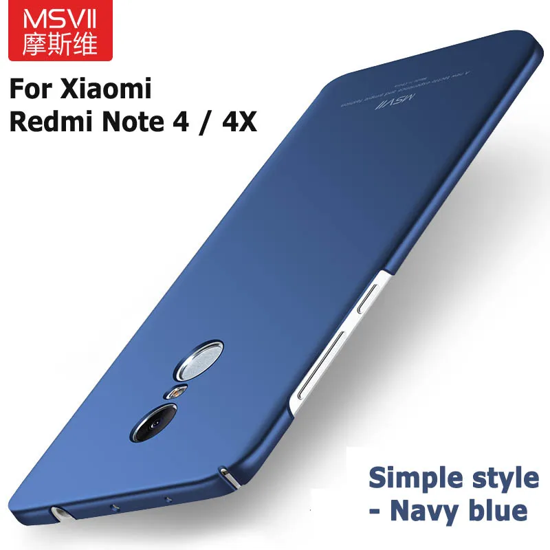 MSVII Роскошный чехол для Xiaomi redmi note 4 pro Global чехол Xiomi redmi note 4X4 X pro prime Чехол Ультра тонкая жесткая задняя крышка из ПК - Цвет: Simple Navy Blue