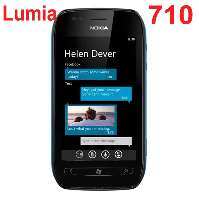 Lumia 710 Windows Phone Оригинальные Nokia 710 сотовые телефоны 8 GB 5MP Wifi разблокированный 3g мобильный телефон и синий