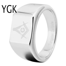 YGK бренд 12 мм Ширина серебро вольфрам карбид масонский мастер с масонской дизайн кольцо для мужчин и женщин Свадьба