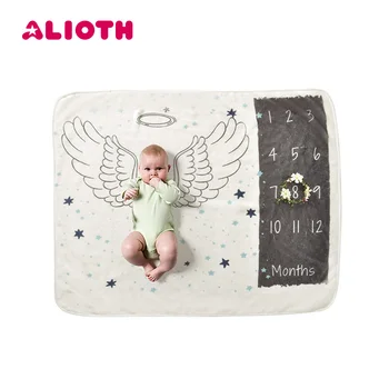 

75*100cm Newborn Baby Monthly Growth Milestone Blanket for Photography Props Background Cloth Commemorate Rug Blanket Clearance