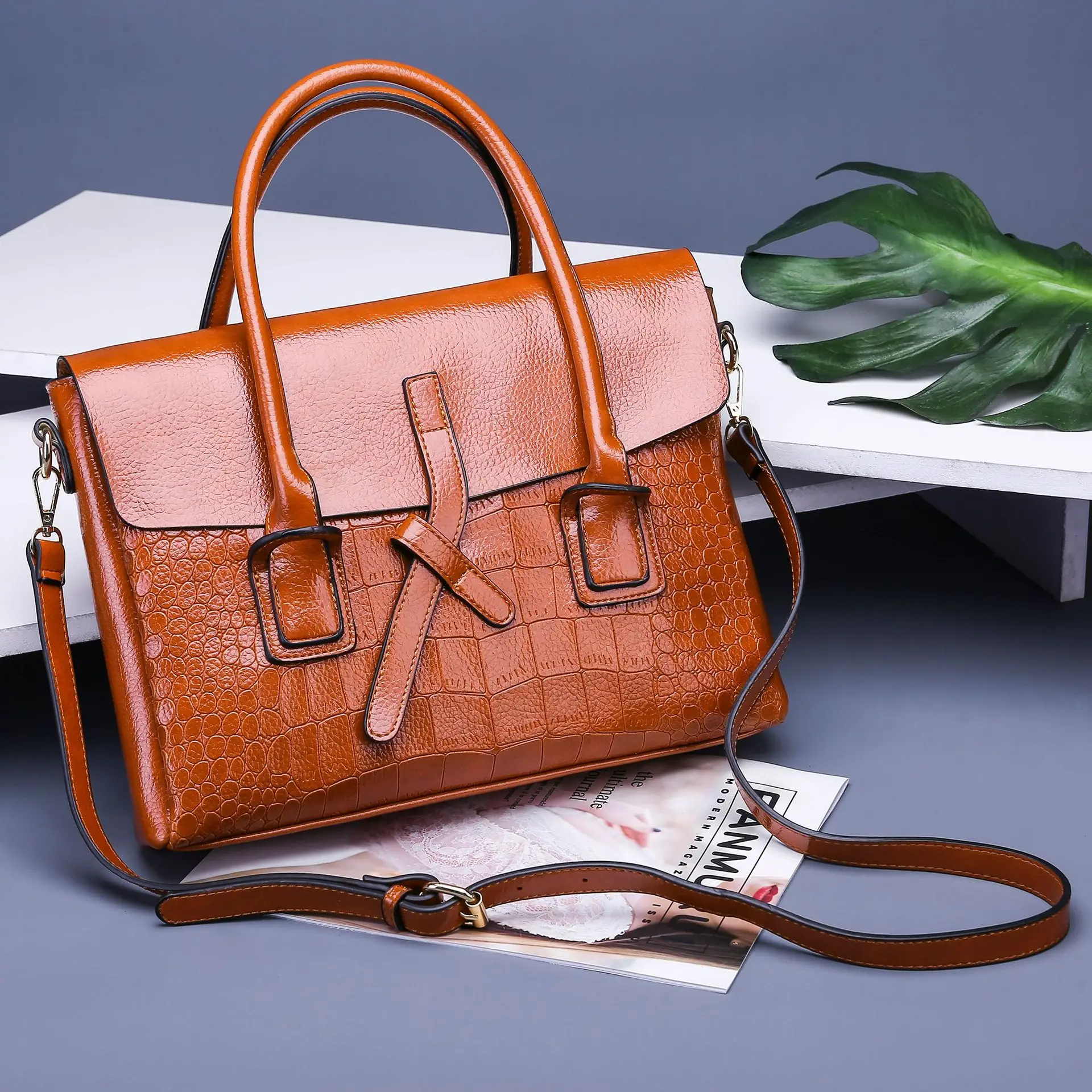 

JIULIN European and American fashion briefcase 2019 portable large bag simple single shoulder oblique span portable bag