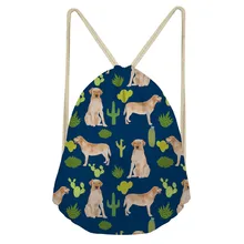 ThiKin Labrador Flowers Dog School Drawstring Book Bag Women Daily Casual Girl s Lightweight Knapsack Drawstring