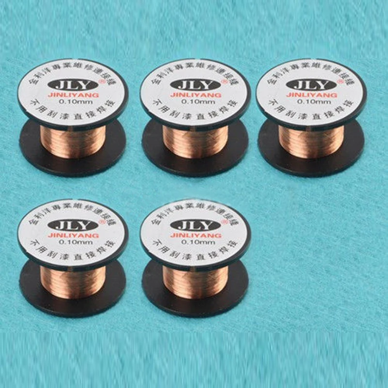 5pcs 0.1mm Copper Soldering Solder PPA Enamelled Repair Reel Welding Wire