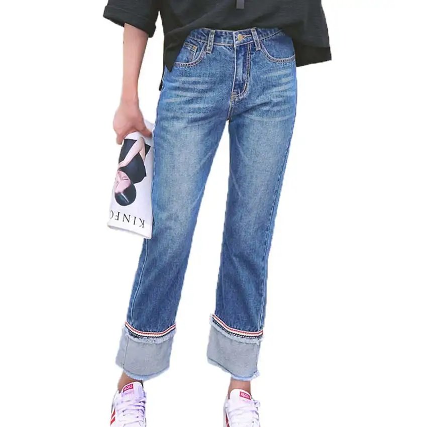 wide cuff boyfriend jeans