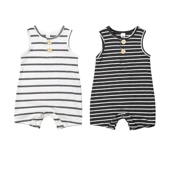 

0-24M Casual Newborn Baby Boy Girl Sleeveless Striped Romper Jumpsuit outfits Loose Summer Clothes