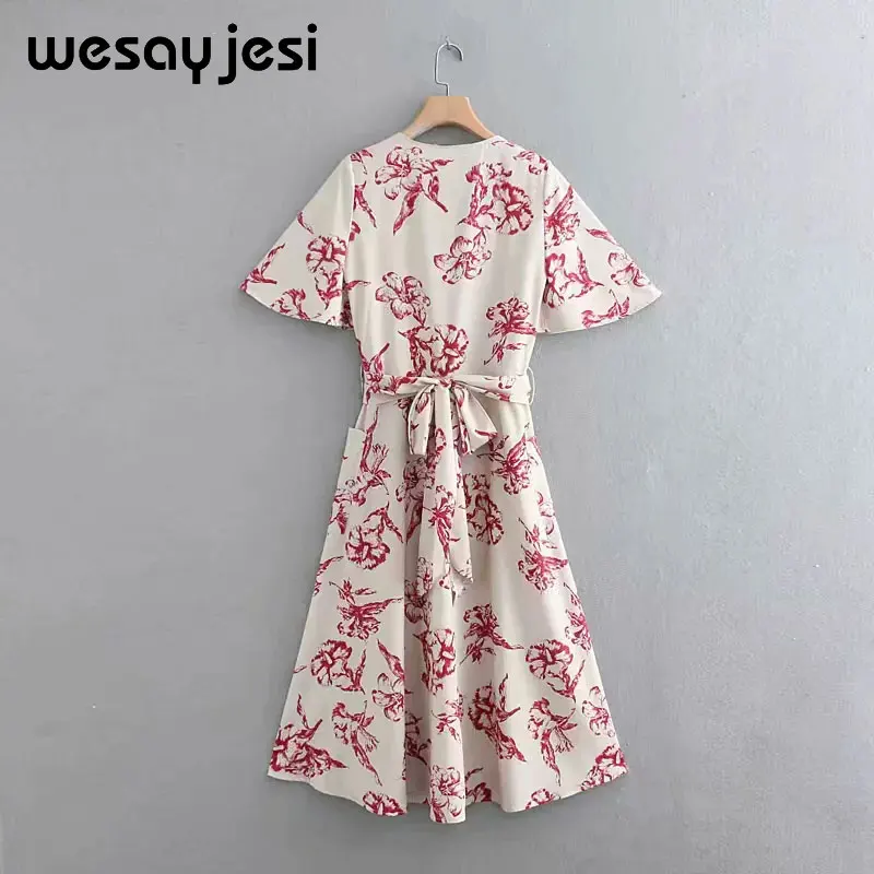 2019 spring and summer dress women vestidos a-line short sleeve sashes mid-calf v neck print vestidos de fiesta party dress 2019 spring and summer dress women vestidos a-line short sleeve sashes mid-calf v neck print vestidos de fiesta party dress