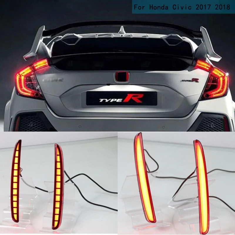 

2pcs For Honda Civic Hatchback 2017 2018 Car Rear Bumper Light Auto Brake Light Fog Lamp With Controller kit