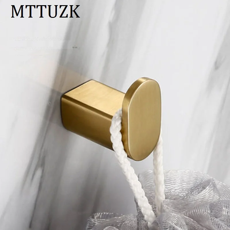 MTTUZK Brushed Gold Stainless Steel Towel &amp Coat Robe Hook Bathroom Hooks Wall Mount door rear hook for cap coat Clothes |