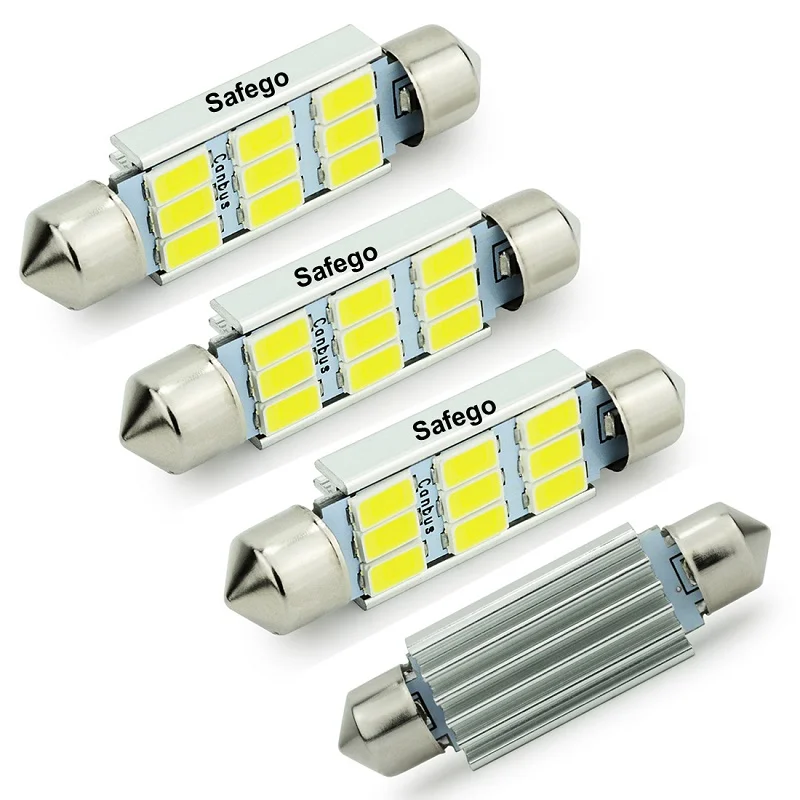 Safego 4x светодиодная гирлянда 31 мм C5W 36 мм светодиодный canbus 6SMD 42 мм светодиодный 9 SMD 5630 интерьер автомобильного салона Лампа фонарь освещения номерного знака лампы для чтения