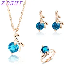 ZOSHI модное ожерелье, серьги, кольцо, Свадебные Ювелирные наборы для женщин, синие африканские Хрустальные Бусины, Свадебный комплект ювелирных изделий