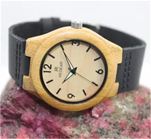 2016 HOT Bamboo Wooden Fashion Casual Lovers Women Man Wristwatch Leather strap Analog Quartz Watch Masculino