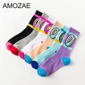 

6 pair/set Cute Cartoon Women Crew Socks 2020 Harajuku Kawaii Funny Amozae Women Socks Casual Dress Funny Party Dress Crew Socks