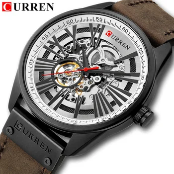 

CURREN New Men's Fashion Mechanical Watch Men Waterproof Leather Band Wristwatches Male Automatic Self-Wind Clock Montre Homme