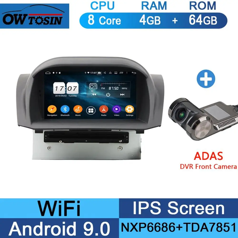 " ips Octa 8 Core 4G ram+ 64G rom Android 9,0 автомобильный dvd-радио GPS для Ford Fiesta 2011- DSP CarPlay Parrot BT стерео Adas - Цвет: 64G Adas Camera