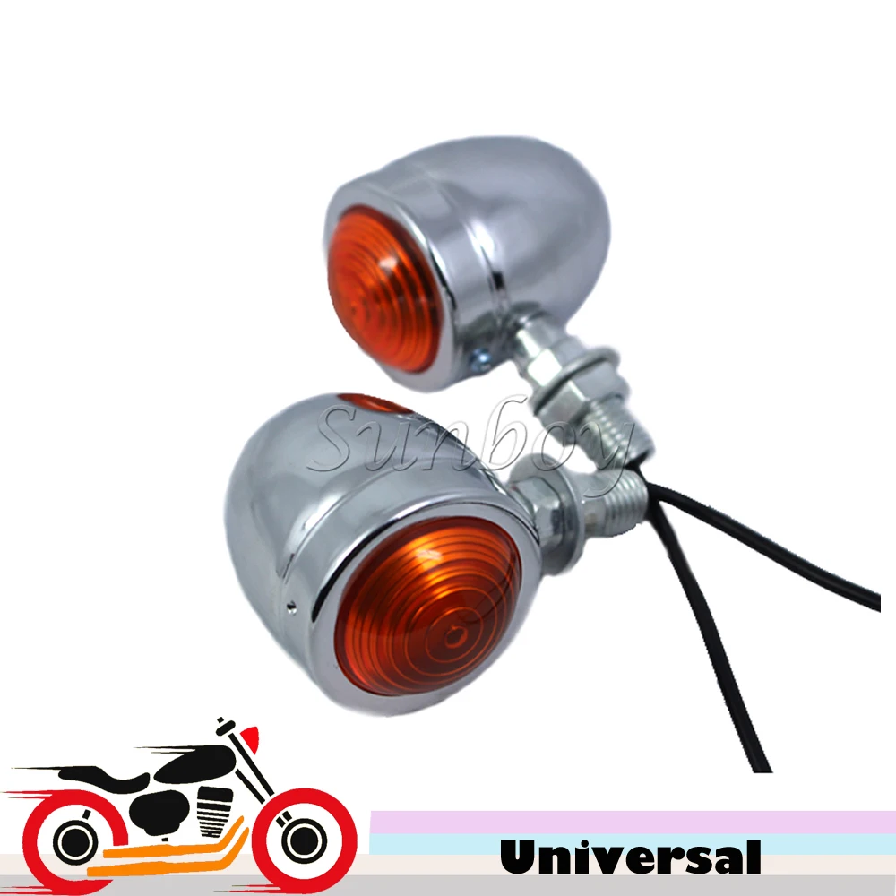 

Chrome 2pcs Motorcycle Bullet Turn Signal Light Amber Lens For Honda Shadow Sabre VF700 VT750 1100 Yamaha Suzuki Kawasaki Harley