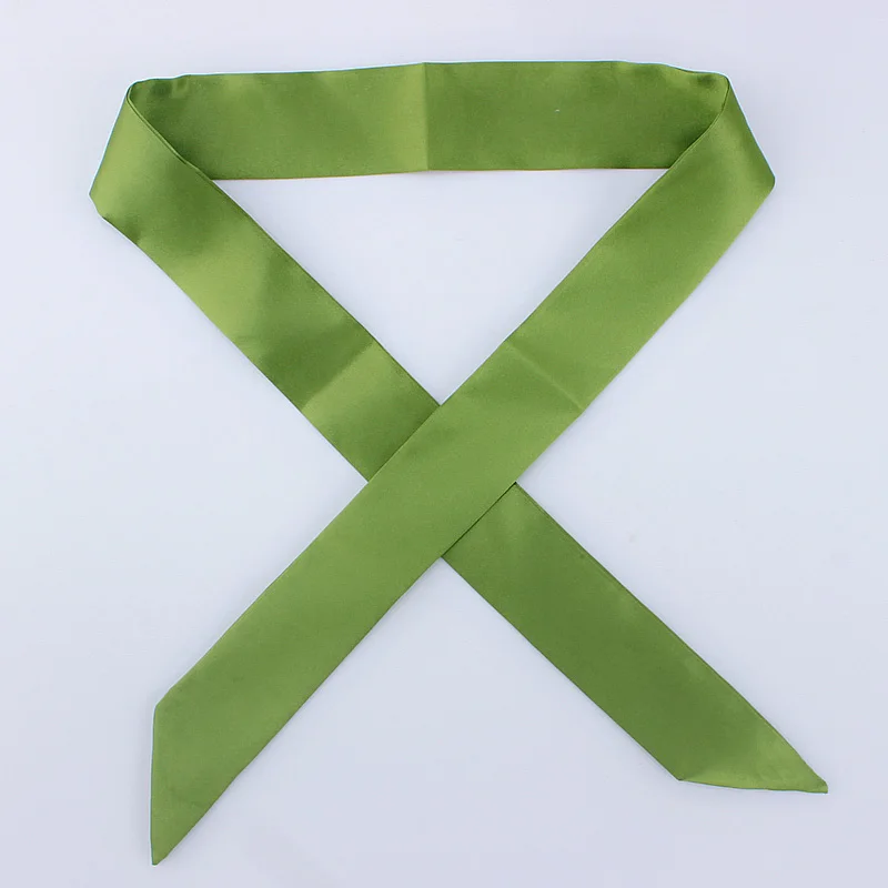D82 Army Green 30 цветов, женский шарф, модный однотонный шарф, узкая маленькая лента на голову, шарф с ручкой для волос, роскошный брендовый декоративный галстук - Цвет: D82 Army Green