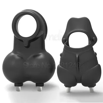 Electric Male Scrotum Penis Sleeve Silicone Cock Ring Penis Ring Chastity Device Cage Sex Ball Stretcher, Shock Delay Sex Toys 1