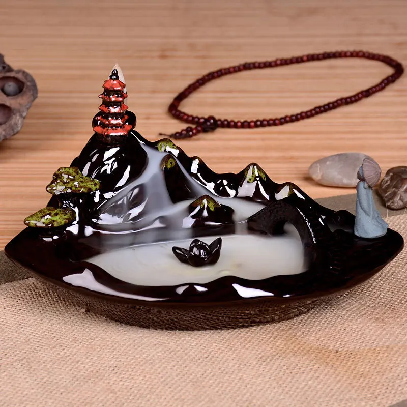 

Incense Holder Humidifier Articles Contemporary And Contracted Aroma Stove Glazed Pottery Micro Landscape Smoke Backflow Gifts