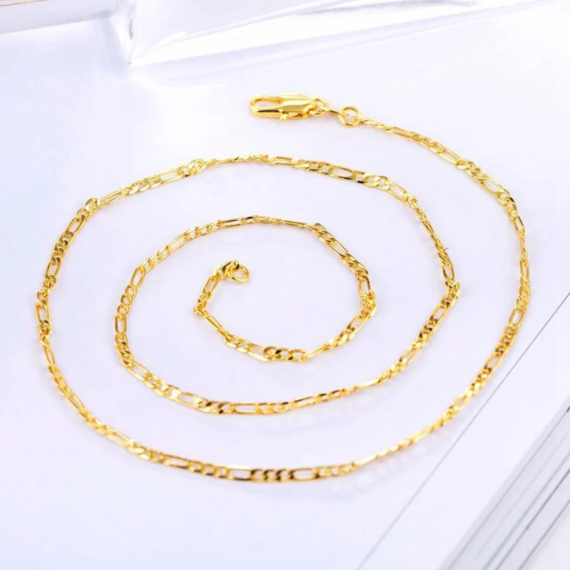 

New Mode Style Wholesale 18 K Stamp Gold Color Necklace Golden Fashionable Jewelry Snake Chain 1mm Necklace For Women Gift