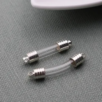 

100pieces two silver collor caps tube Vial Pendant (silver plated cap with rubber plug/mini/charm/ rice/ bottle/miniature/vials)