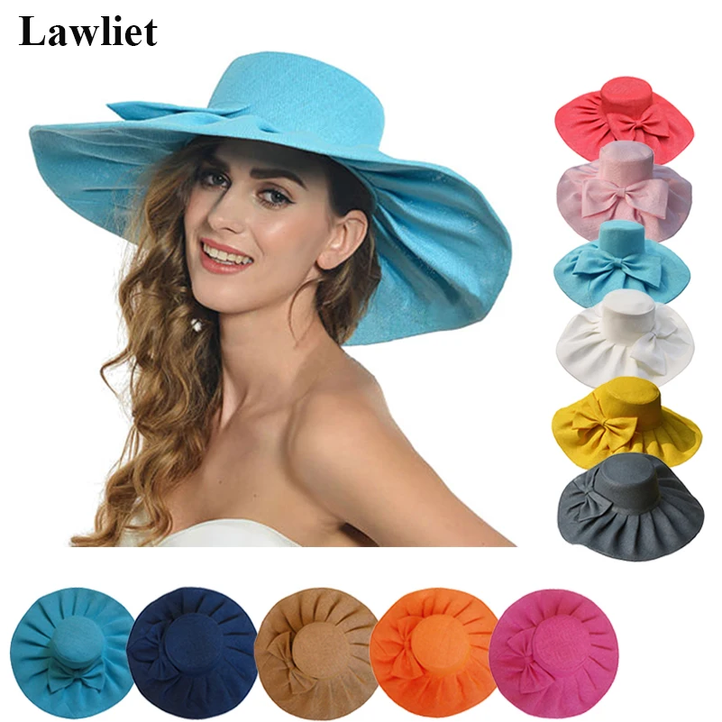Lawliet Linen Summer Womens Kentucky Derby Wide Brim Sun Hat Wedding Church S...