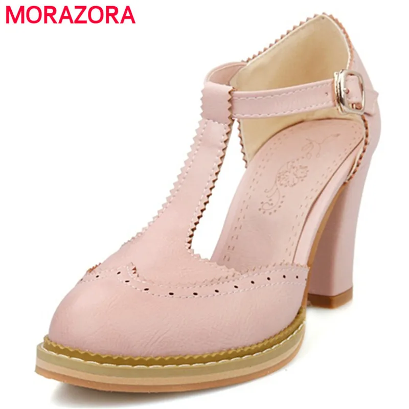 

MORAZORA 2020 Fashion popular high heels shoes woman big size 32-43 sandals party shoes summer big size 32-43 buckle