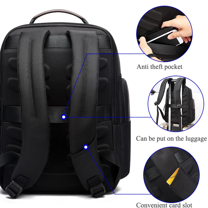 BOPAI nuevo negro Multi bolsillo hombres Mochila de Nylon sólido hombres plástico Mochila bolsas convenientes de carga USB Mochila Mujer