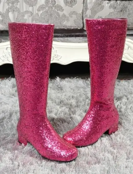 Bota Feminina/Роскошная блестящая дизайнерская обувь для женщин; большие размеры 34-46; ботинки для ночного клуба; цвет золотой, серебряный; шикарные сапоги для верховой езды на низком каблуке - Цвет: as pic