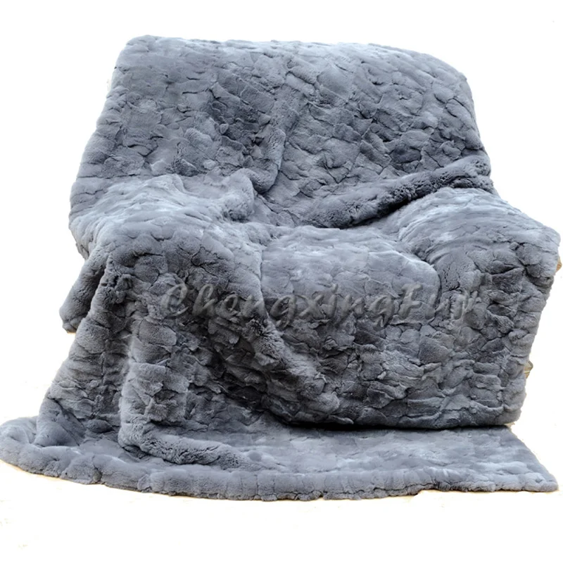

CX-D-65 200X210cm Custom Made Patchwork Rex Rabbit Fur Rug/Fur Bedding Set