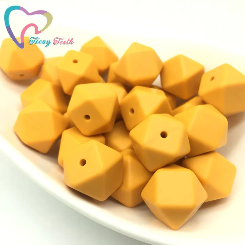 10 silicone beads MANGO ORANGE 14mm mini hexagon BPA free teething jewellery